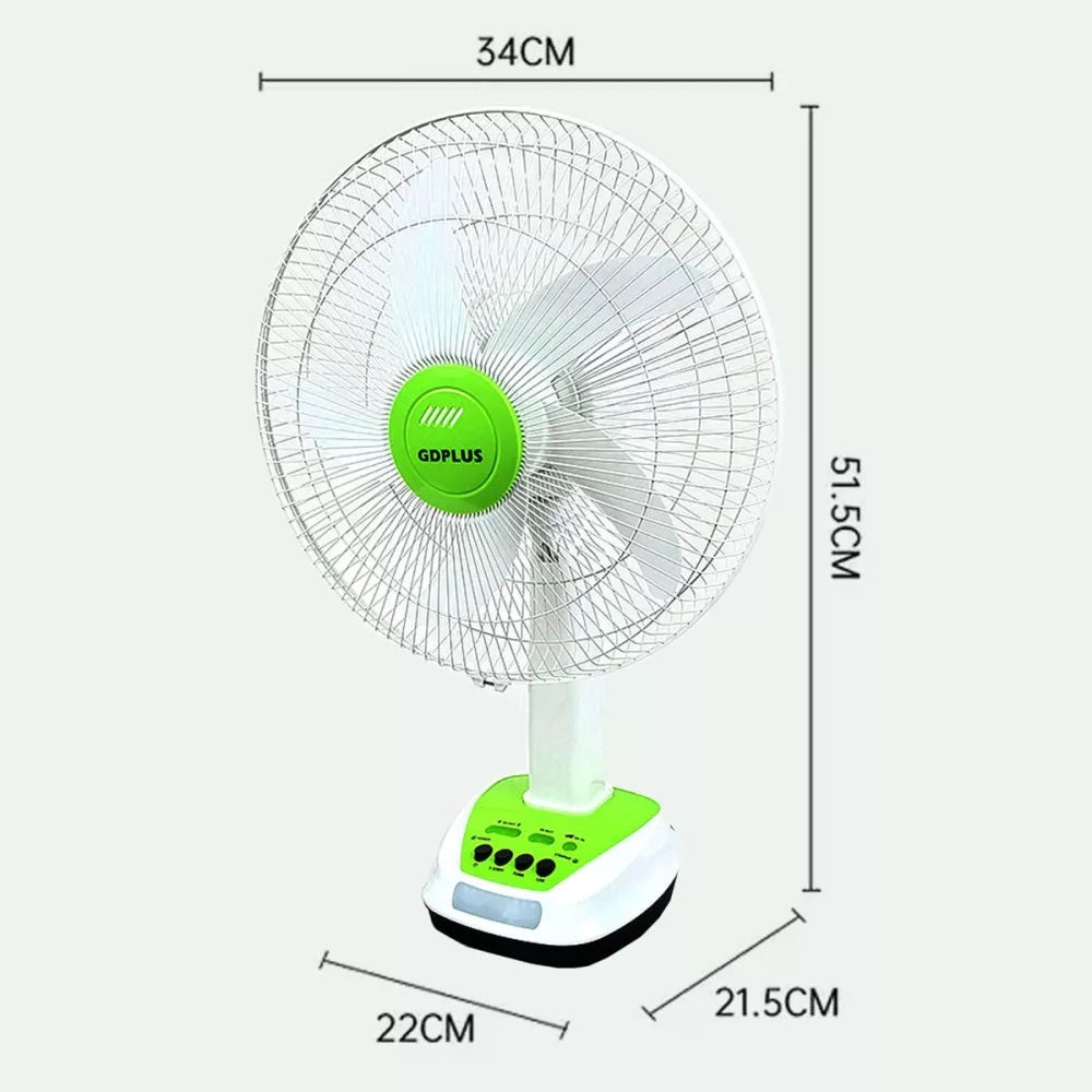 Ventilador Recargable Panel Solar 2 Bombillos