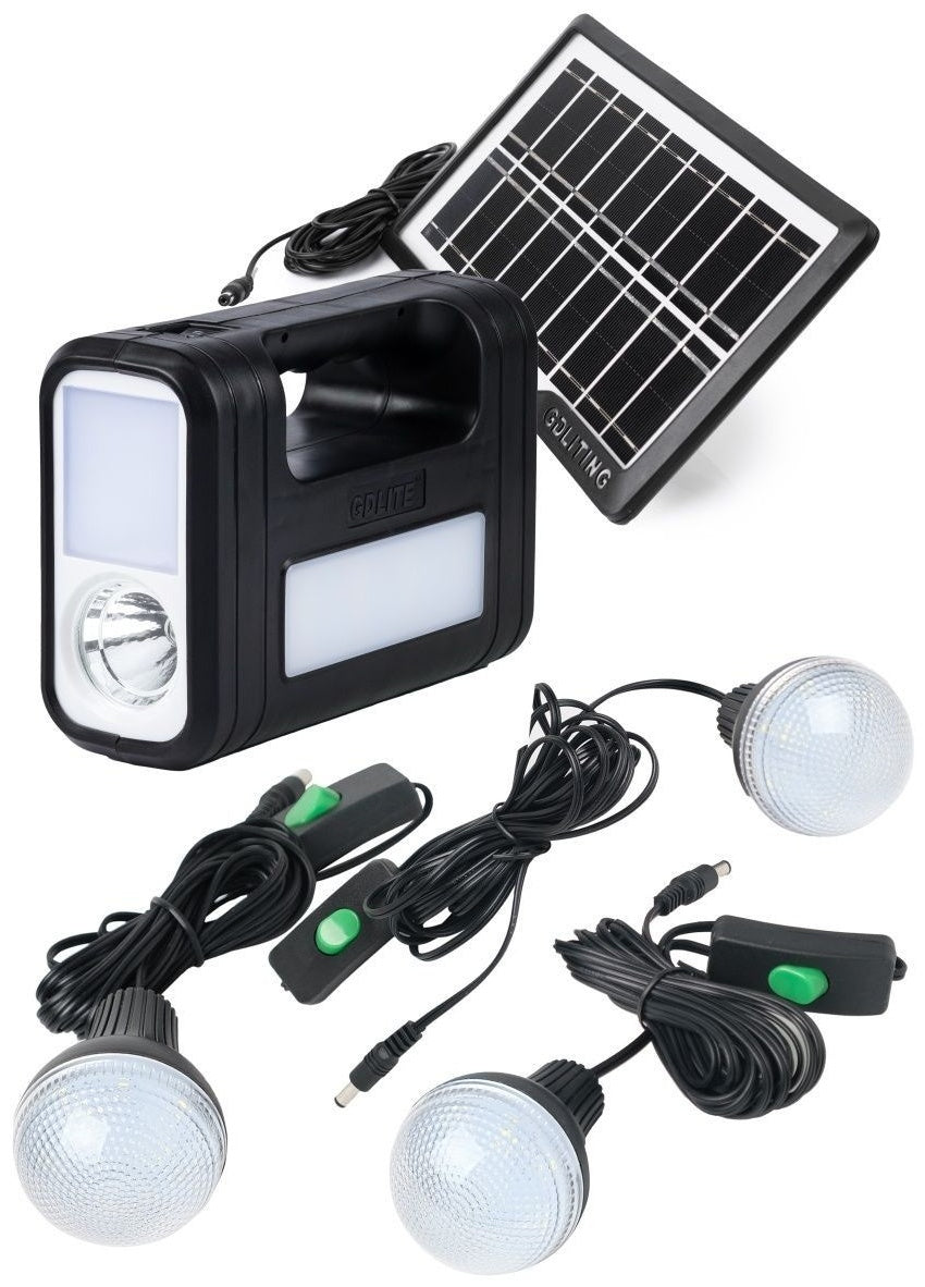Kit Panel Solar 3 Bombillo Lámpara Led
