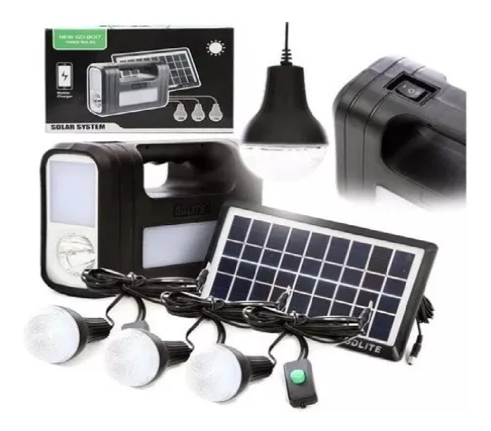 Kit Panel Solar 3 Bombillo Lámpara Led