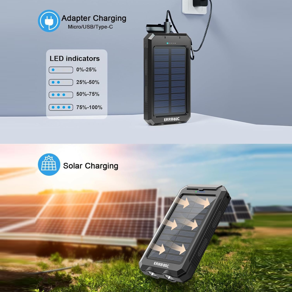 Power Bank Solar 20000mah Cargador 2usb