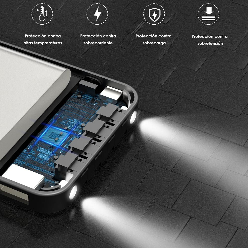 1Hora Power Bank 10.000 MAH Portátil 4Cables Gar148