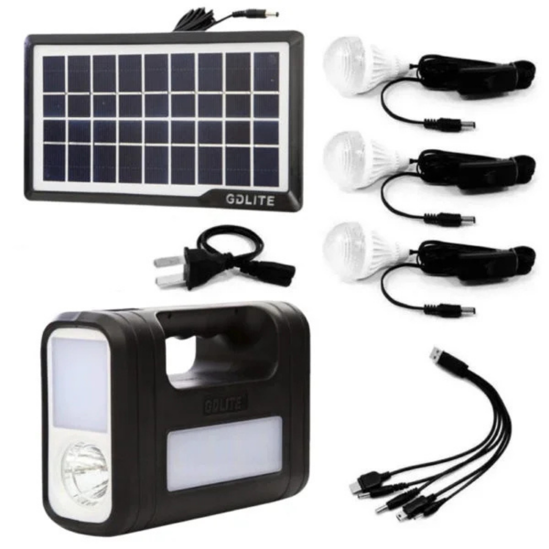 Kit Panel Solar 3 Bombillo Lámpara Led